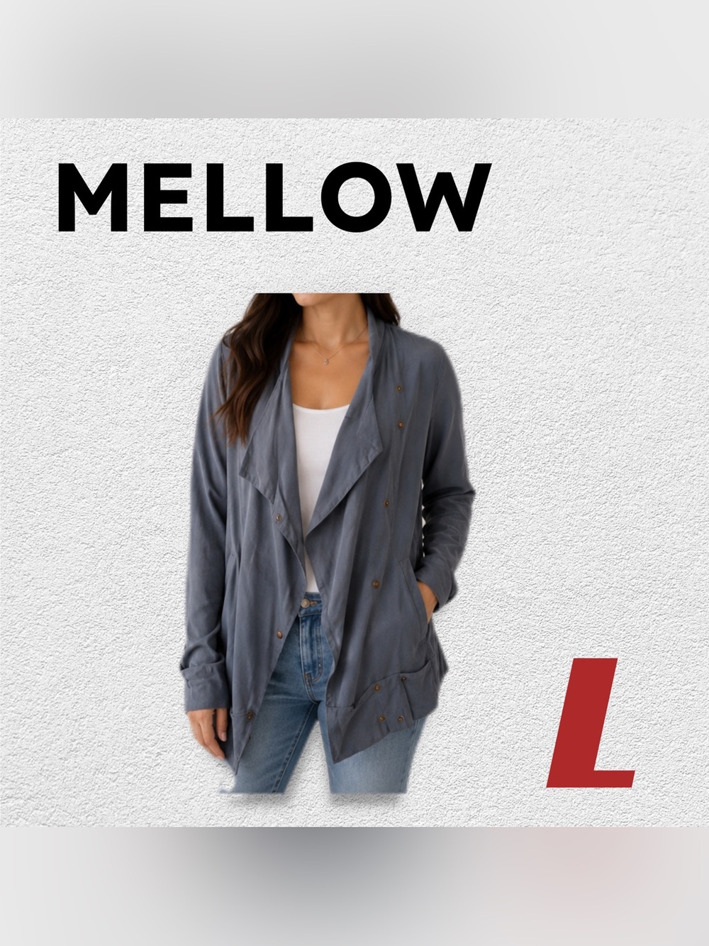 🇨🇦👍GUC MELOW | L | Casual chic Urban Chambray Asymmetrical lightweight jacket